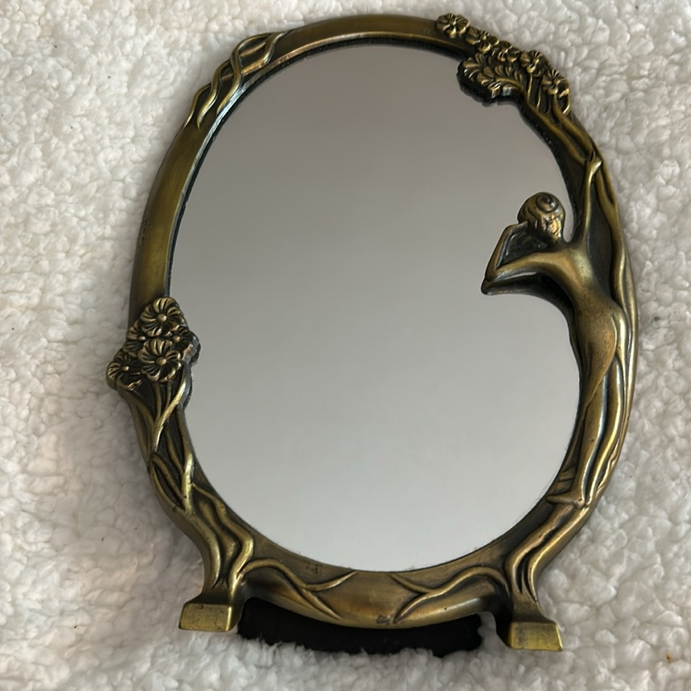 Vintage Art Nouveau Easel “Lady By The Lake” Table Mirror - Picture 10 of 15